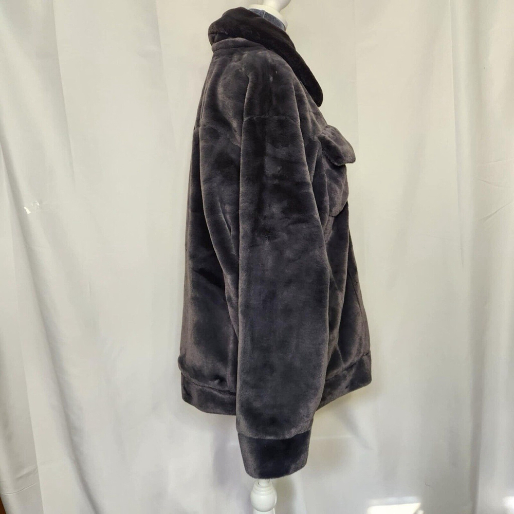 UGG Women's Frankie Trucker Faux Fur Jacket Ink Grey Sz M Warm Soft Cozy - Picture 9 of 16